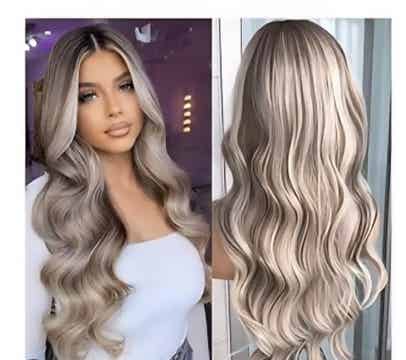 💎 Platinum Luxe Waves – 24" Human Hair Lace Front 💎
