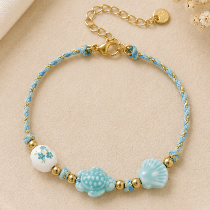 Turtle armband blauw
