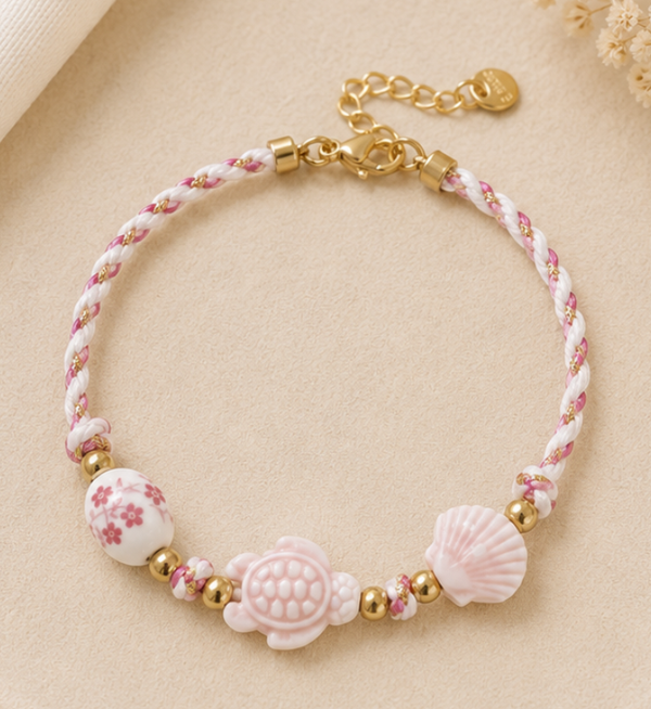 Turtle armband roze