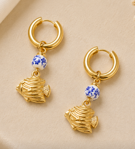 Floral fish oorbellen