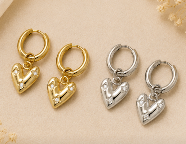 Pearl heart oorbellen