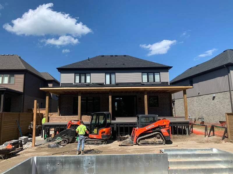 pool construction with house addition, Waterloo