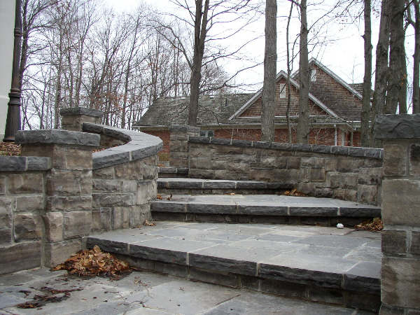 natural stone wall and steps