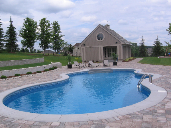 large hardscape pool patio, kitchener