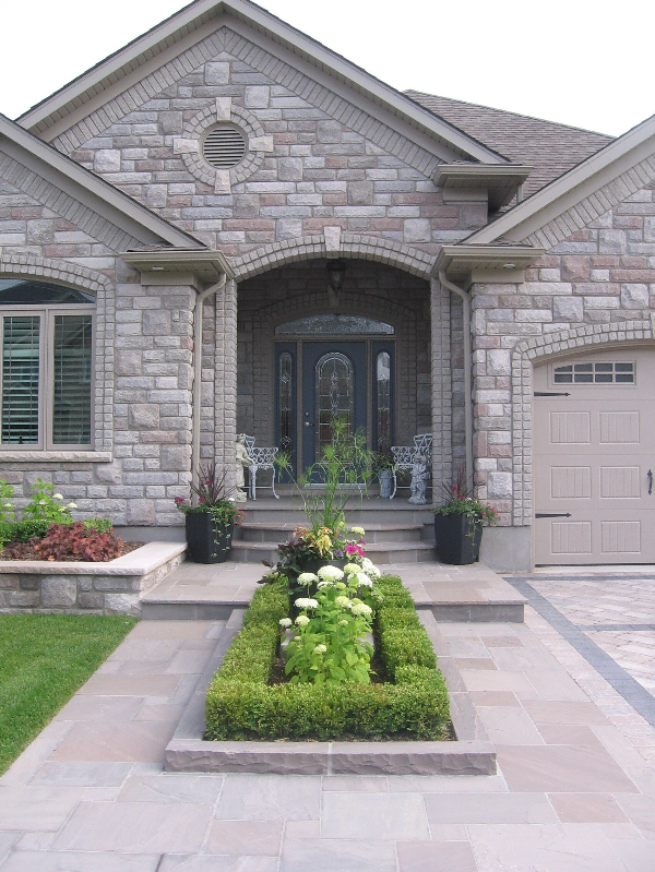 integrated garden in walkway, St. Jacobs