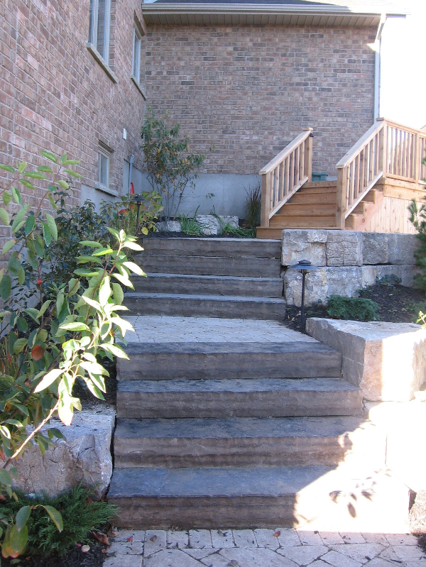 natural stone steps and retaining wall