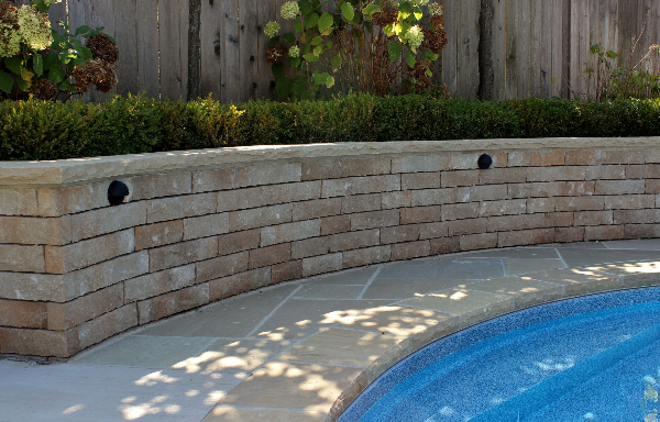 retaining wall adjacent to pool, waterloo