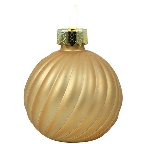 LED Kaars kerstbal Stripe S Goud  (10 x 10 x 13,6 cm) – Countryfield