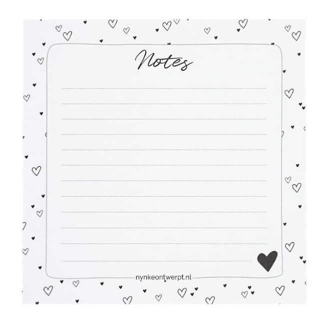 Notitieblok Notes Hearts 14,5 x 14,5 cm – Nynke ontwerpt