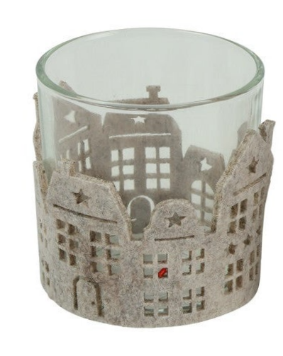 Theelichthouder Huis Oslo S Grijs (7,3 x 7,3 x 8 cm) – Countryfield