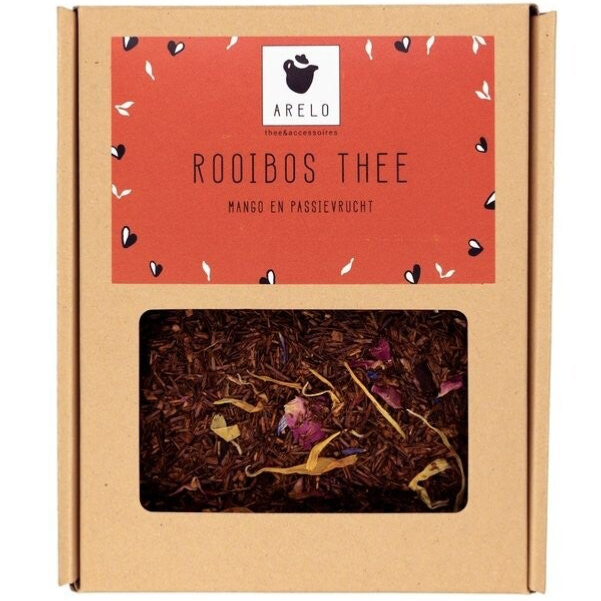 Theedoosje Rooibos Mango Passievrucht 13 x 10,5 x 2,5 cm – Arelo