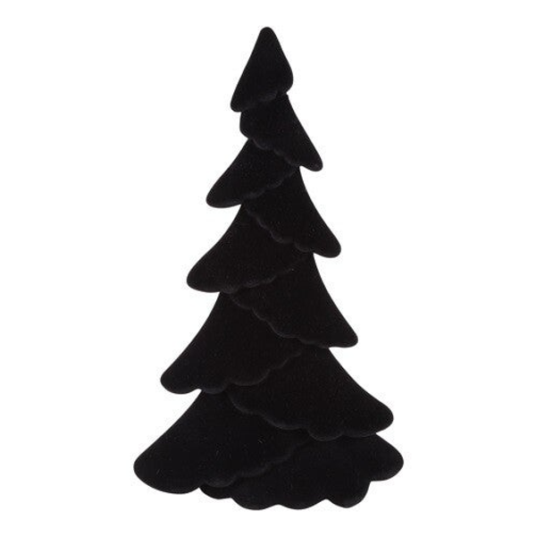 Kerstboom Ovaal Gevlokt Mea L Zwart (18 x 18 x 31 cm) – Countryfield