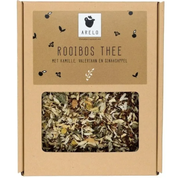 Theedoosje Rooibos Kamille en Valeriaan (13 x 10,5 x 2,5 cm) – Arelo