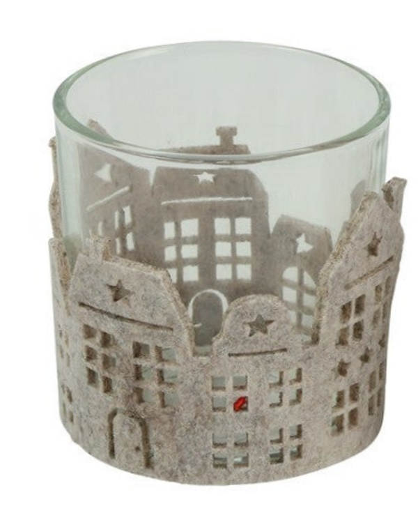 Theelichthouder Huis Oslo S Grijs (7,3 x 7,3 x 8 cm) – Countryfield