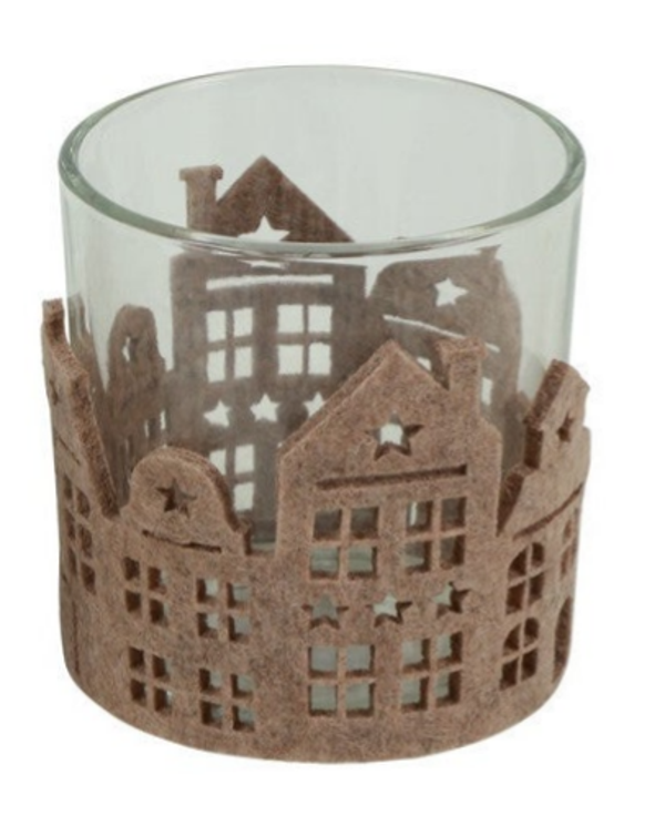 Theelichthouder Huis Oslo S Bruin (7,3 x 7,3 x 8 cm) – Countryfield