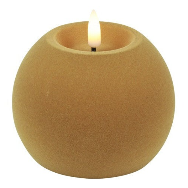 LED Kaars Bol velvet ro Lyon M l.beige (10x10x7,8 cm) – Countryfield