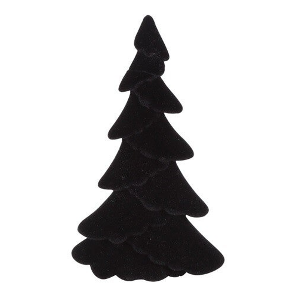 Kerstboom Ovaal Gevlokt Mea S Zwart (10 x 10 x 16 cm) – Countryfield