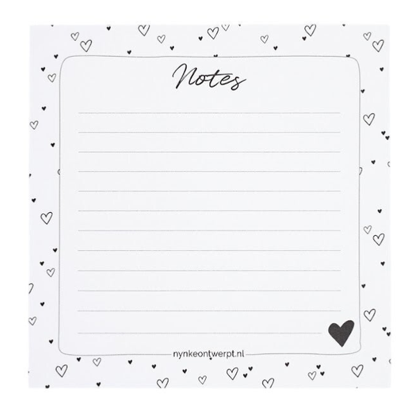 Notitieblok Notes Hearts 14,5 x 14,5 cm – Nynke ontwerpt