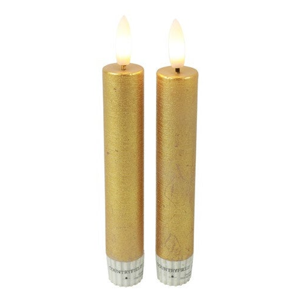 Set van 2 LED Dinerkaarsen Lyon S Goud (2 x 2 x 15 cm) – Countryfield