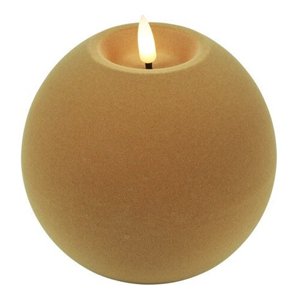 LED Kaars Bol velvet ro Lyon L l.beige (12x12x11 cm) – Countryfield