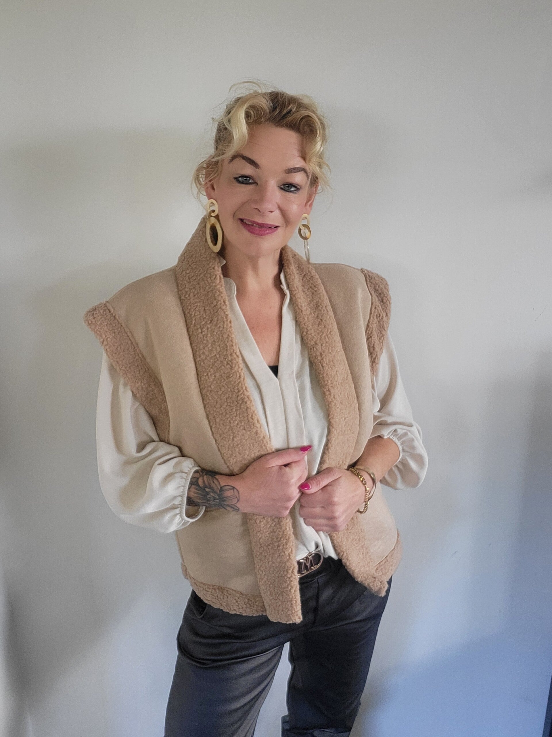 Teddy Bont Gilet – One Size (tot maat 42) beige