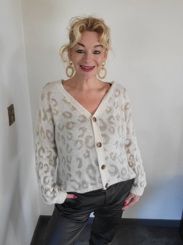 Gebreid Panterprint Vest – Kort Model – One Size (36-44)