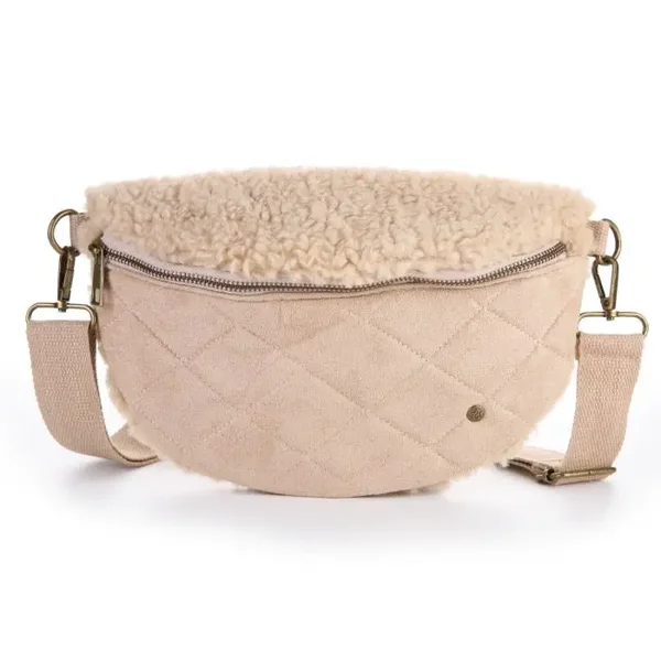 teddy crossbody tas beige