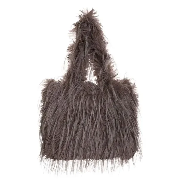 Fluffy handtas taupe