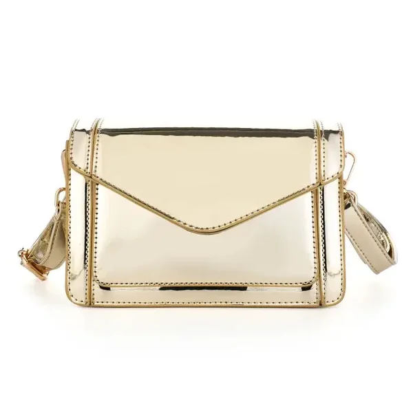 Shiny glans crossbody gouden tas