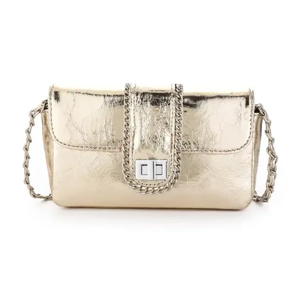 Metallic crossbody tas goud