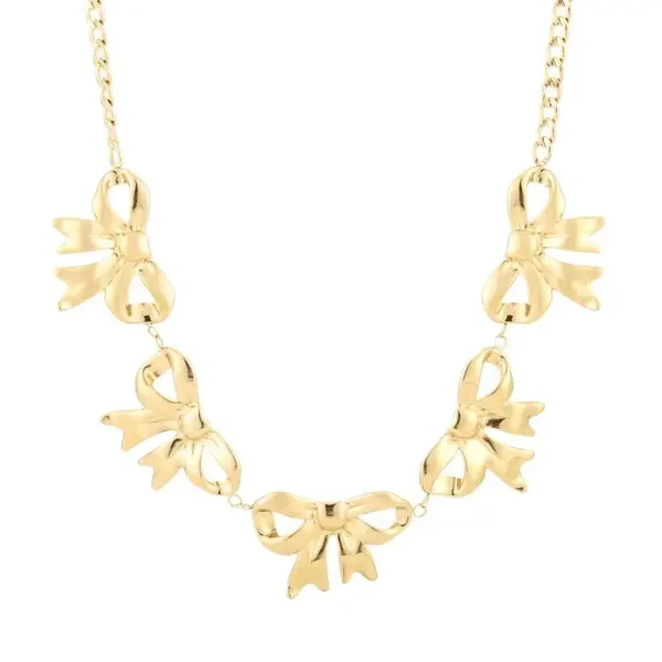 Strikjes ketting stainless steel goud