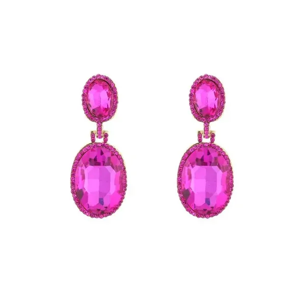Crystal oorbellen stainless steel fuchsia