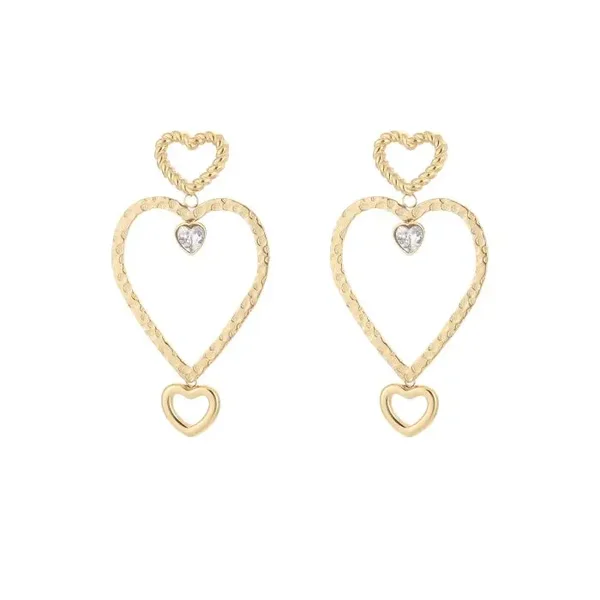 Hartjes oorbellen stainless steel goud