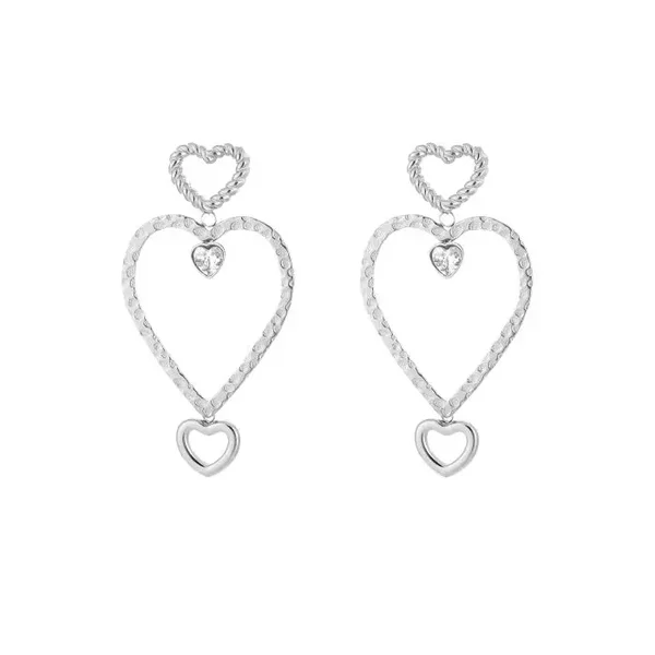 Hartjes oorbellen stainless steel zilver