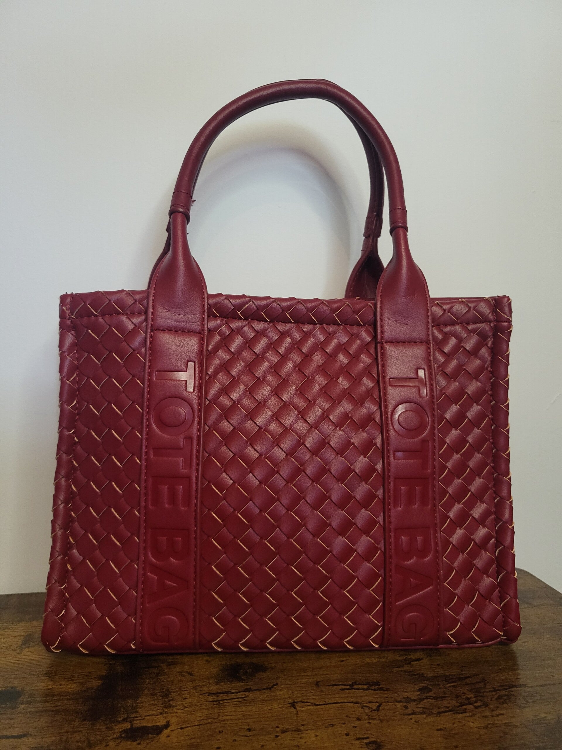 Gevlochten The Tote Bag handtas rood