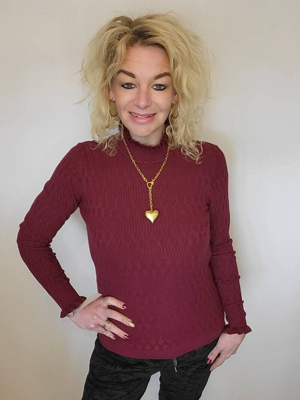 Knitwear col gewerkt bordeaux