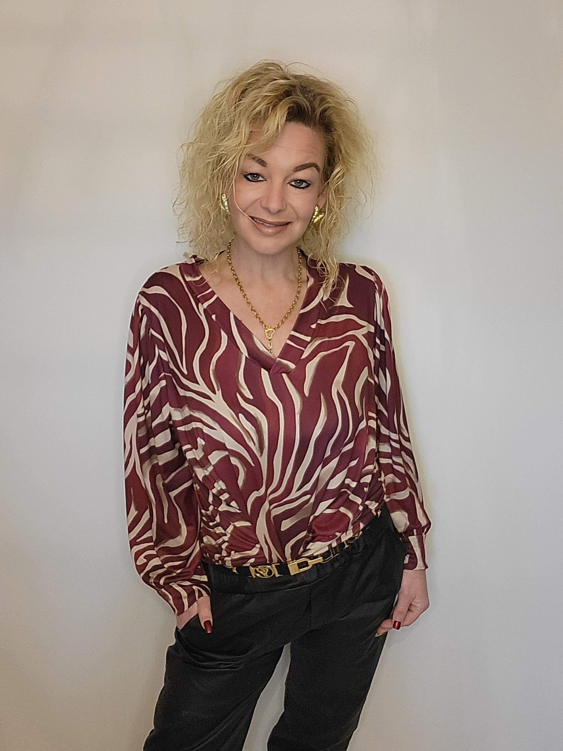 Gewerkt shirt bordeaux