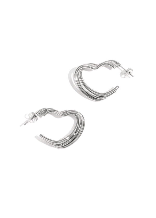 Hart oorbellen zilver stainless steel