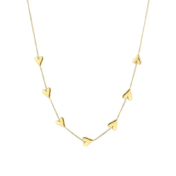 Hartjes ketting stainless steel goud