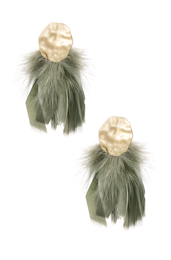 Oorbellen veer olijf