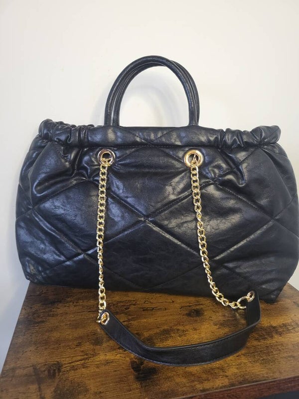 Zwarte pu leren schoudertas