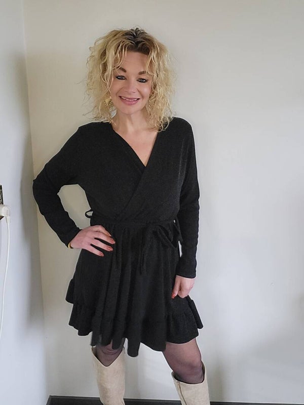 Zwart glitter jurkje midi