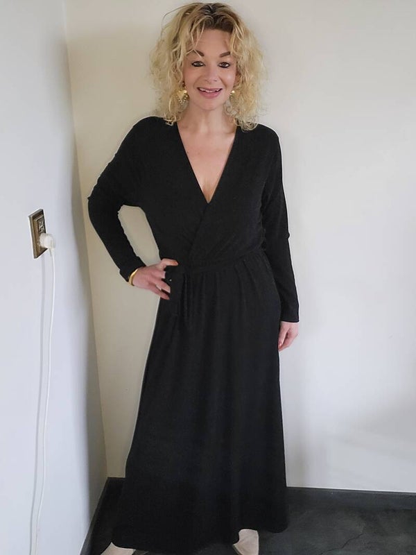 Lange zwarte glitter jurk