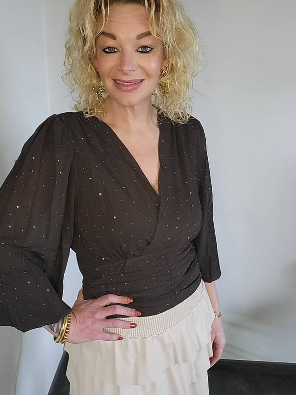 Top bruin met strass