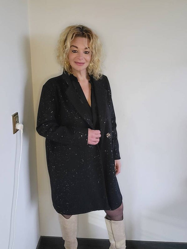 Glitter coat zwart