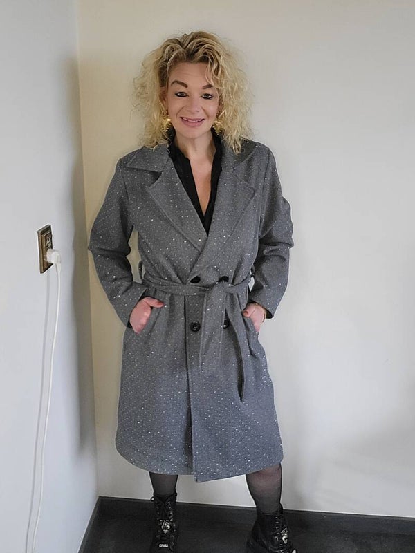 Grijze glitter coat