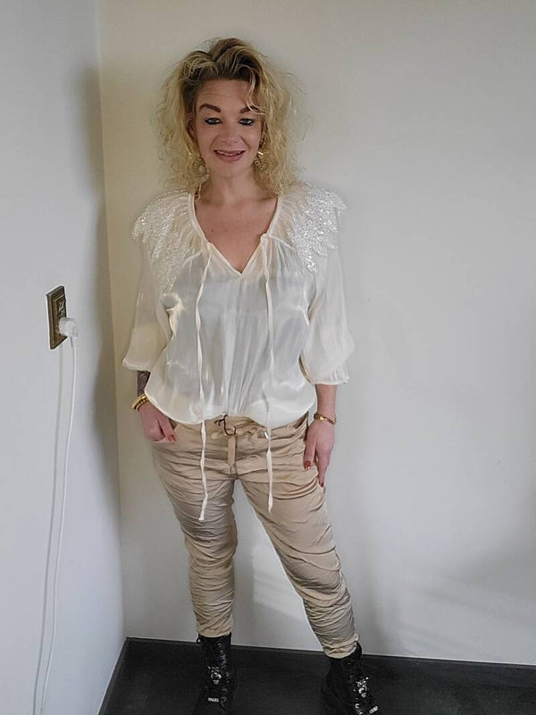 Stretchbroek Shiny goud One size t/m maat 44