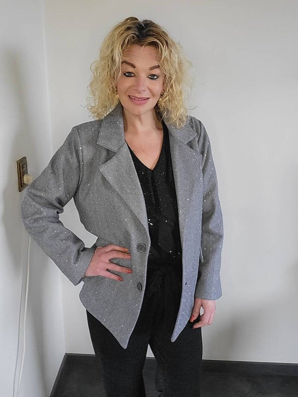Grijze glitter blazer
