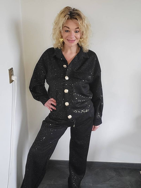 Comfy set glitter zwart