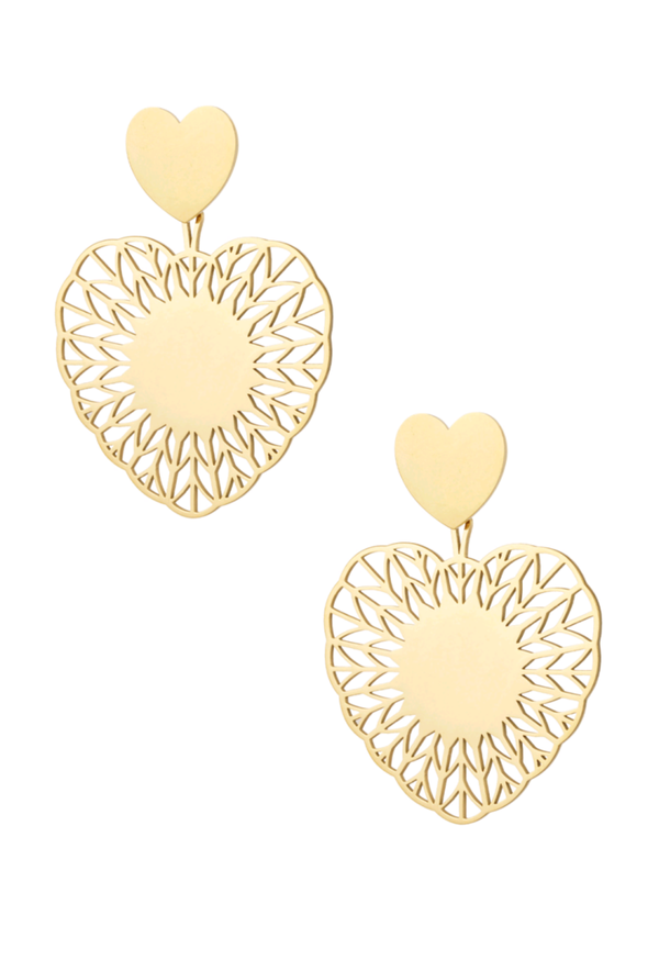 Hart oorbellen goud stainless steel